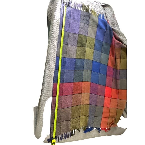 Handwoven Multicolor VirginWool Throw Blanket Fringe By The Three Weavers Cabin - Picture 3 of 7
